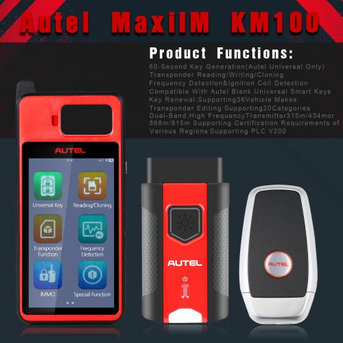 Autel MaxiIM KM100E Universal Key Generator Kit IMMO In Open Obd Mode Function via Key Programmer Device Immobilizer Programming Tool