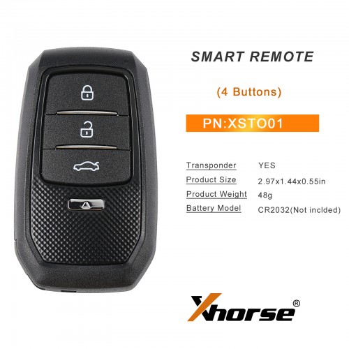 Xhorse XSTO01EN Toyota XM38 Smart Key 4D 8A 4A All in One with Key Shell Supports Rewriten 5pc/lot