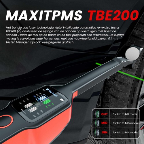 Autel MaxiTPMS TBE200 Tire Brake Examiner Laser Tire Tread Depth Brake Disc Wear 2-in-1 Tester Work with ITS600
