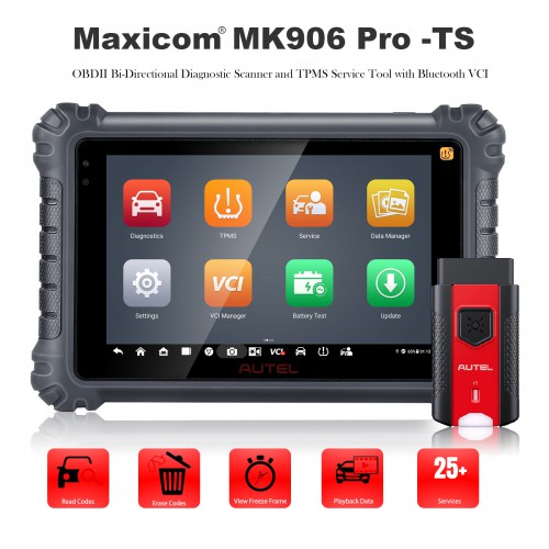 [Multi-Language] Autel MaxiCOM MK906Pro TS OBD2 Bi-Directional Diagnostic Scanner & TPMS Tool with ECU Coding No IP Restriction
