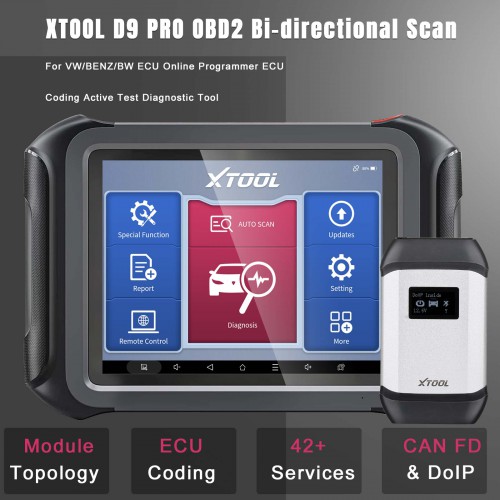 XTOOL D9 PRO OBD2 Bi-directional Scan For VW/BENZ/BW ECU Online Programmer ECU Coding Active Test Diagnostic Tool 42+ Services