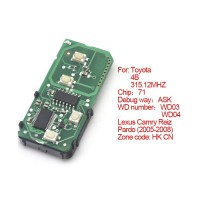 smart card board 4 buttons 315.12MHZ number :271451-0140-HK-CN for Toyota