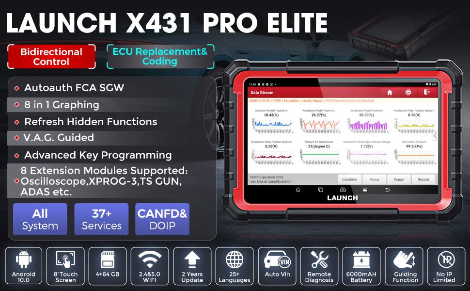 Launch X431 Pro Elite Bi-directional Diagnostic Tool 