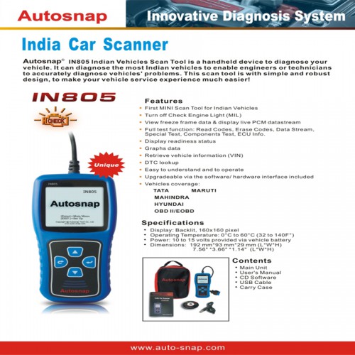 Autosnap® IN805 India Vehicles Scan Tool