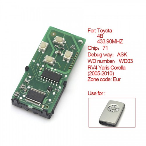 smart card board 4 buttons 433.92MHZ number :271451-0111-Eur for Toyota