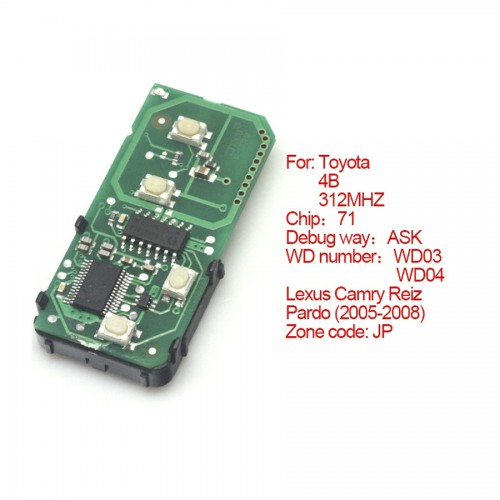 smart card board 4 key 312 frequency number 271451-0140-JP for Toyota
