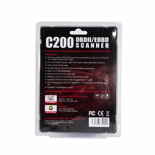 (828 Sale)Creator C200 OBDII/EOBD Code Reader Multi-Language Update Online