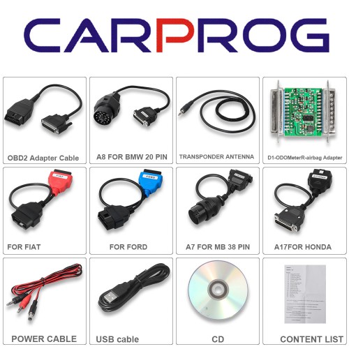 V10.93 Carprog VSCAN Fireware V8.21 with 21 Adapters: Airbag reset best & Dash, Immo, MCU/ECU