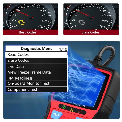 Vident iEasy310 OBDII/EOBD Code Reader Scanner Multi-language Support Battery Test Function