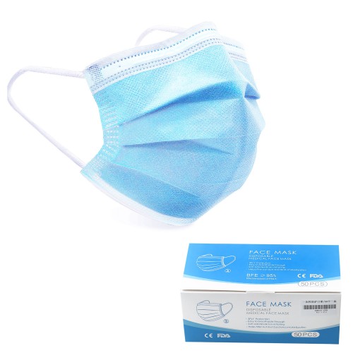 Hang-on Ear  Disposable Face Mask Three Layers of Protection Effectively Stop Bacterial Attack 50 PACK Free Shipping