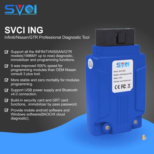 SVCI ING for infiniti/Nissan/GTR Professional Diagnostic Tool with Programming Functions Support 1996 Years Up to Now