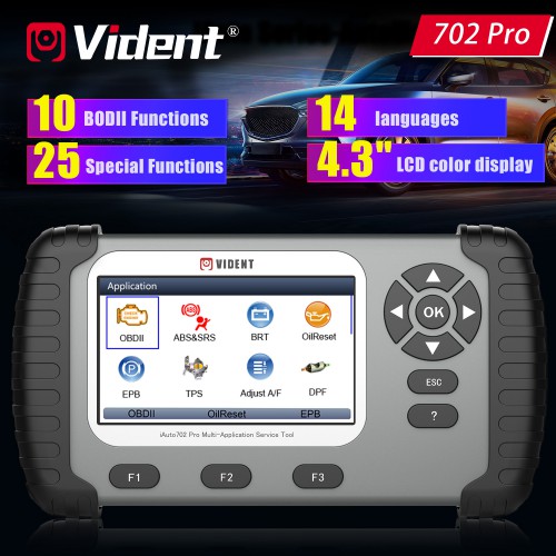 VIDENT iAuto 702 Pro Multi-applicaton Service Scanner Support ABS/SRS/EPB/DPF With 19 Maintenances 3 Years Free Update Online