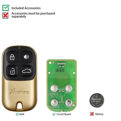 XHORSE XKXH02EN Universal Remote Key 4 Buttons for VVDI Key Tool Golden Style English Version 5pcs/lot