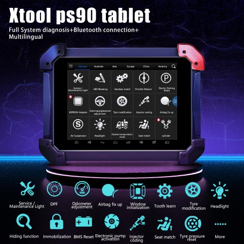 XTool PS90 Tablet Vehicle Diagnostic Tool Supports Wifi and Special Function Free Update Online for 2 Year