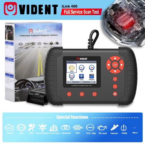 VIDENT iLink400 Full System Single Make Scan tool Supports ABS SRS EPB DPF Regeneration Oil Reset Update Online