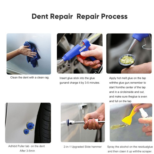Car Pulling Tabs Paintless Dent Remover Repair Kit Hail Damage Removal Kit Auto Dent Puller Tool