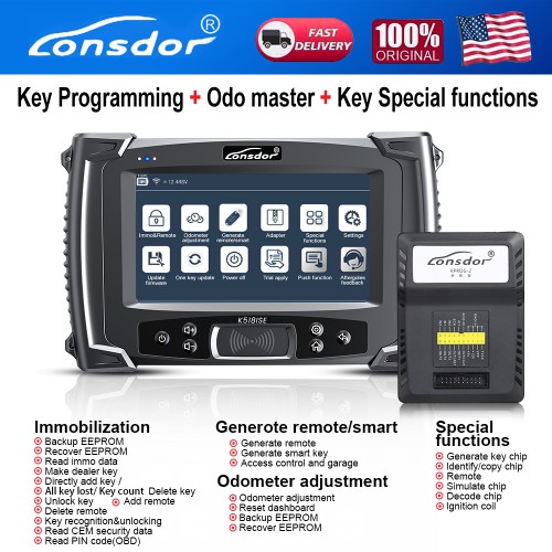 Lonsdor K518ISE K518 Key Programmer for All Makes with Odometer Adjustment No Token Limitation