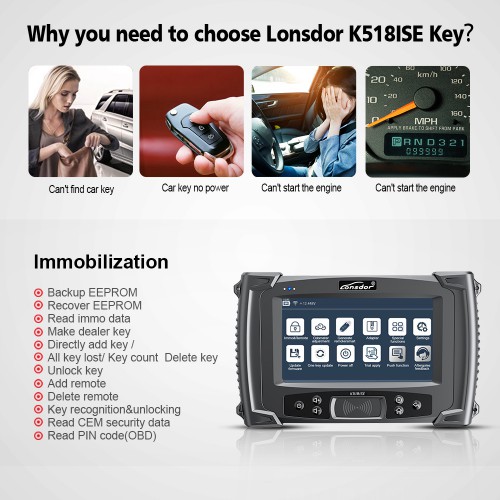 Lonsdor K518ISE K518 Key Programmer for All Makes with Odometer Adjustment No Token Limitation Free send Lonsdor Smart  Key