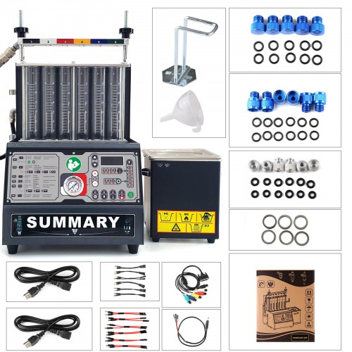 SUMMARY POWERJET PRO 260 Injector Cleaner & Tester Machine Kit Support for 110V Petrol Vehicles Motorcycle 6-Cylinder