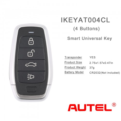 AUTEL IKEYAT004CL AUTEL Independent 4 Button Universal Smart Key - Trunk 10pcs/lot