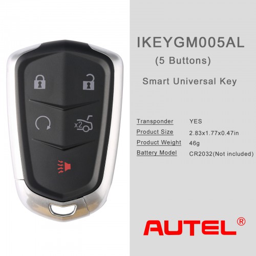 AUTEL IKEYGM005AL 5 Buttons Key for GM Cadillac 10pcs/lot