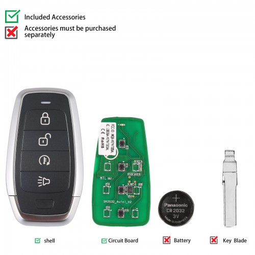 AUTEL IKEYAT004DL Independent 4 Button Universal Smart Key - Remote Start or A/C 10pcs/lot