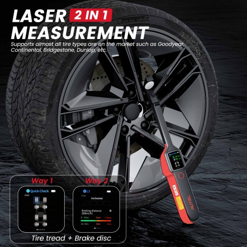 Autel MaxiTPMS TBE200 Tire Brake Examiner 2022 Newest Laser Tire Tread Depth Brake Disc Wear 2-in-1 Tester Work with ITS600