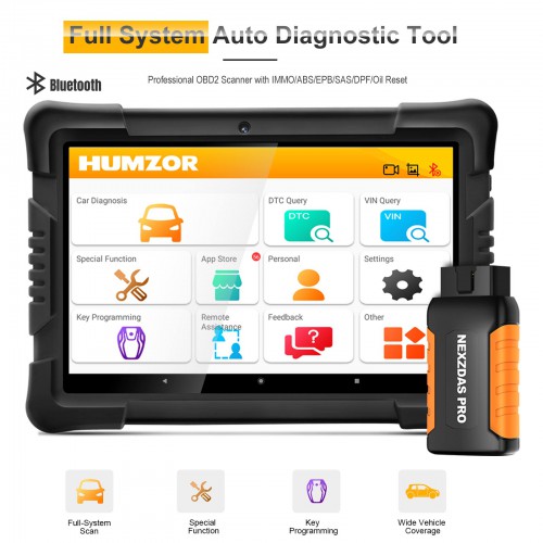Humzor NexzDAS Pro 9.6inch Obd2 Car Diagnostic Tool Bluetooth Support IMMO/ABS/EPB/SAS/DPF/Oil Reset Full System Automotive Scanner