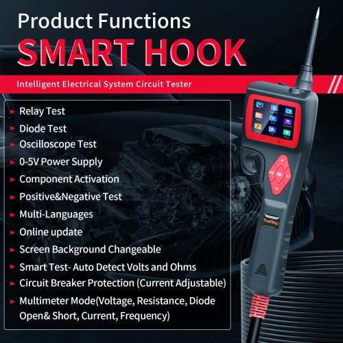 JDIAG P200 SMART HOOK Powerful Probe for 9V - 30V electronic Systems Free Update Online