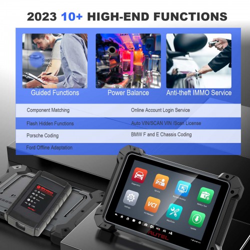 2023 Autel MaxiCOM MK908 II Diagnostic Tablet Wi-Fi Printing ECU Coding IMMO Service Refresh Hidden Functions
