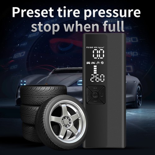 Portable Wireless Air Pump 2000mAh One-button inflation Preset Tire Pressure for Car Bike Motorcycle Ball