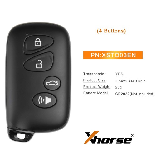 XHORSE XSTO03EN Toyota Style Universal XM38 Smart key 4-Button