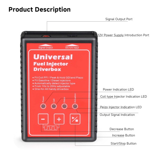 GD1 Universal Fuel Injector Driverbox Fit All Kinds of Injector Interface Automatically Detect Injector Type