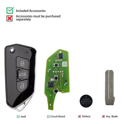 XHORSE XKGA81EN All Black Buttons Universal Wired Remote 5pcs/Lot