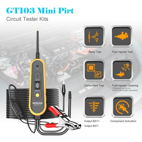 GODIAG GT103 Simple Version Mini Pirt Electric Circuit Tester Vehicles Electrical System Diagnosis/ Fuel Injector Testing/ Relay Testing