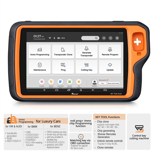 Xhorse Condor XC-Mini Plus II Key Cutting Machine and VVDI Key Tool Plus One BGA Token Free Everyday