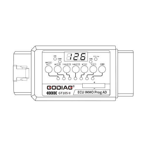 GODIAG GT105 II ECU IMMO Prog AD OBD2 Break Out Box ECU Connector Display Vehicle Voltage Car Battery Voltage Lower Than 11V Alarm Prompt