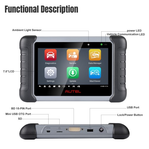 (Seond Hand 95% New)5Autel MaxiCOM MK808Z Android 11 Based Full System Diagnostic Tool with 40 Special Services Support FCA Auto Auth ABS B