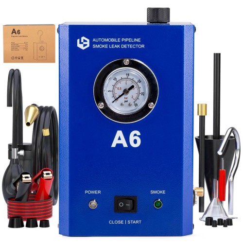 A6 Automobile Pipeline Smoke Leak Detector with Pressure Gauge Test Leak in Vehicle Pipe Systems for Cars, Motorcycles, Snowmobiles, ATV, Boats