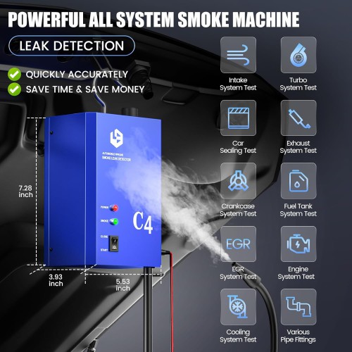 C4 Diagnostic Leak Detector Test Leak in Vehicle Pipe Systems for Cars, Motorcycles, Snowmobiles, ATV, Light Trucks, Boats