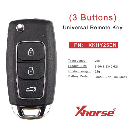 XHORSE XKHY25EN Universal Remote Key 3 Buttons Knife Style 5PCS