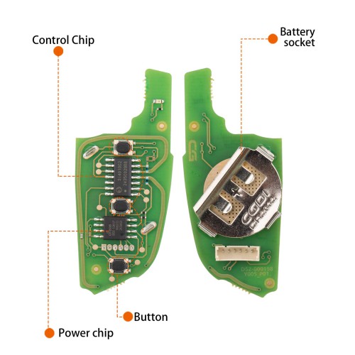 CGDI C13-000038 Metal DF(3BTN) 3 Metal Buttons Wire Remote Used with CGDI K2 Remote Key Programmer 5PCS