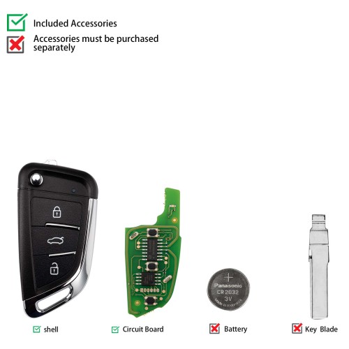 CGDI C13-000012 DF(3BTN) 3 Buttons Wire Remote Used with CGDI K2 Remote Key Programmer 5PCS