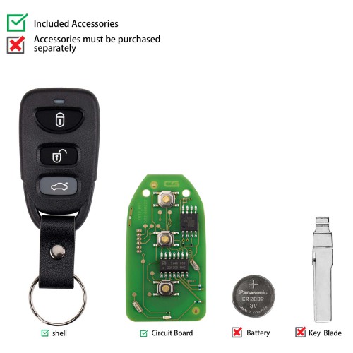 CGDI C13-000007 HYU.D Style(Separate-3+1BTN)) 4 Buttons Wire Remote Used with CGDI K2 Remote Key Programmer 5PCS