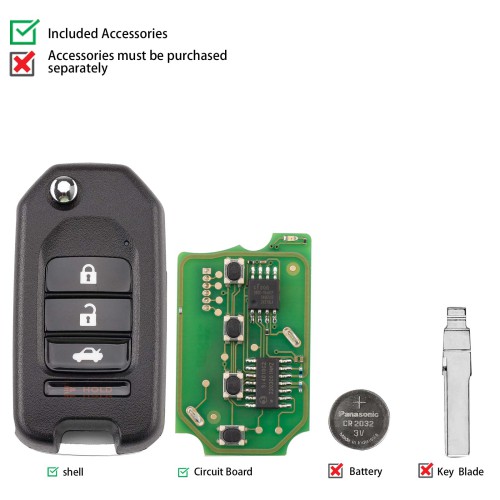 CGDI C13-000004 HON.D Style(3+1BTN) 4 Buttons Wire Remote Used with CGDI K2 Remote Key Programmer 5PCS