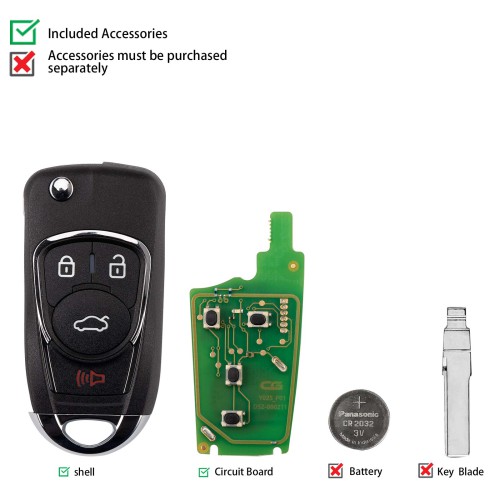 CGDI C13-000005 BUI.C New Style(Flip-4BTN) 4 Buttons Wire Remote Used with CGDI K2 Remote Key Programmer 5pcs