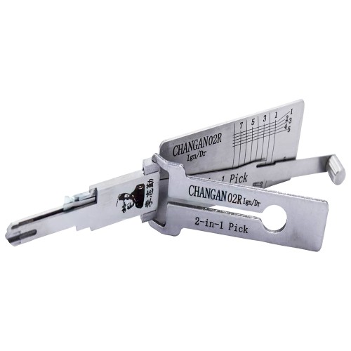 LISHI CHANGAN(02R) Flat Milling Tool (8-CUT)(Right Slot) 2-in-1 Pick & Decoder for Changan Ignition Locks/Door Locks