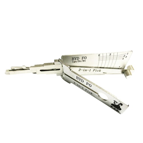 LISHI BYDF0 Flat Milling Tool 2-in-1 (6-CUT) BYDF0 Tool for BYD F0 - Ignition, Door, and Trunk Lock Pick and Decoder
