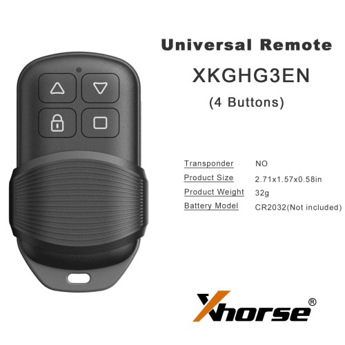XHORSE XKGHG3EN Masker Style 4 Buttons Garage Remote Second Generation Universal Remote 5PCS