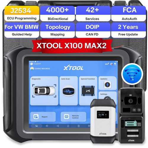 Xtool X100 MAX 2 Auto Key Programmer with J2534 VCI and KC501 Supports Online Programming 42 Service Functions Topology Update of X100 PAD3